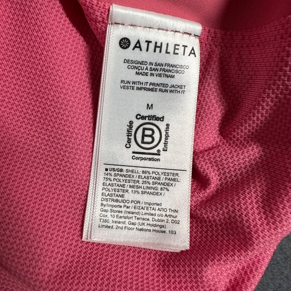 Athleta Womens Medium Pink Run With It Full Zip Long Sleeve Jacket Pockets - Picture 9 of 14